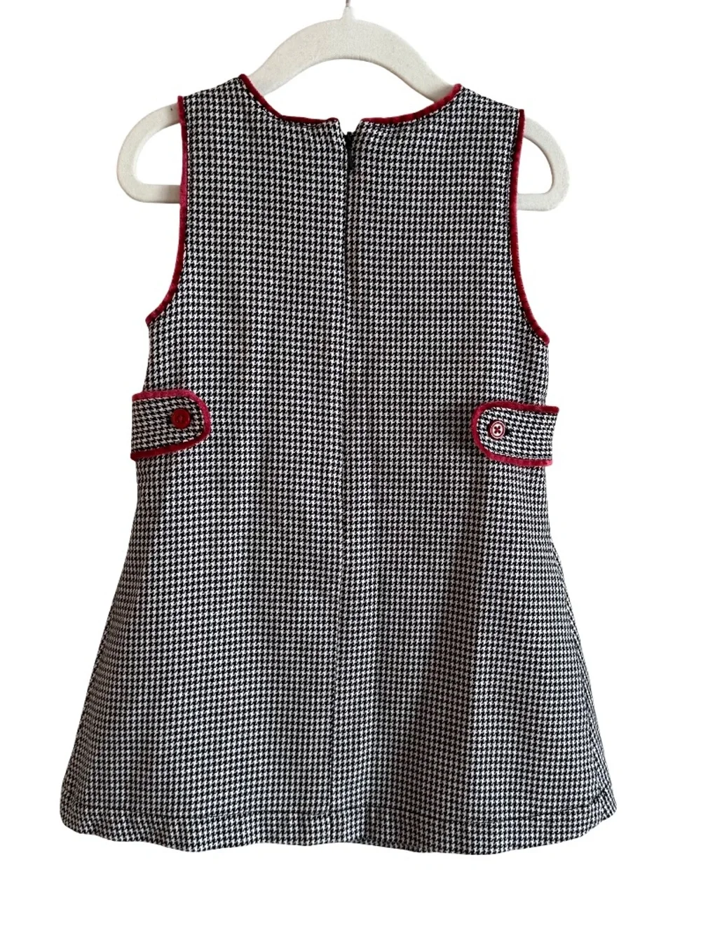 Vtg Gymboree Holiday Cheer Houndstooth Jumper Dress Velvet Trim Y2K S 3 Years